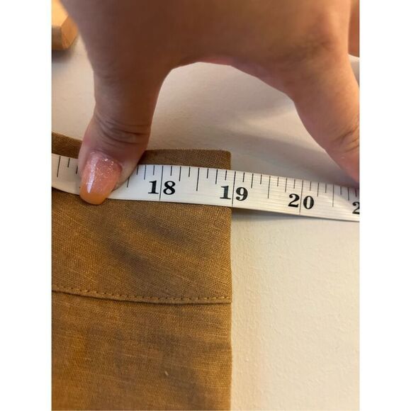 R.Q.T. Y2K Linen Blend Midi Skirt Sz 16 Camel Neutral Preppy Breathable - Picture 5 of 8